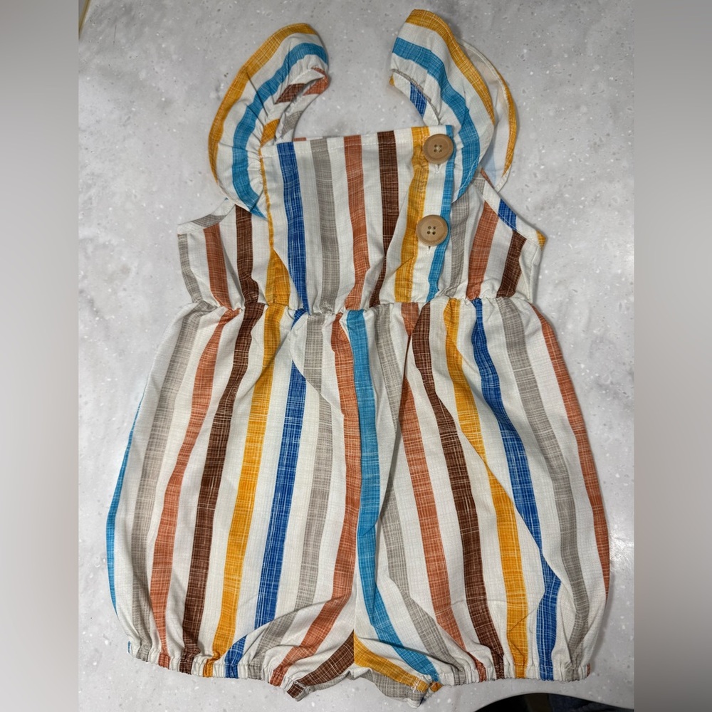 PatPat Multicolor Striped Kids One Piece